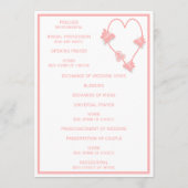 Rosa farbige Schmetterlinge Herz-Design Hochzeit Programm (Rückseite)