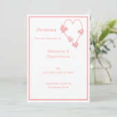 Rosa farbige Schmetterlinge Herz-Design Hochzeit Programm (Stehend Vorderseite)