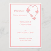 Rosa farbige Schmetterlinge Herz-Design Hochzeit Programm (Vorderseite)