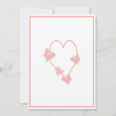 Rosa farbige Schmetterlinge Herz-Design Hochzeit Save The Date (Rückseite)