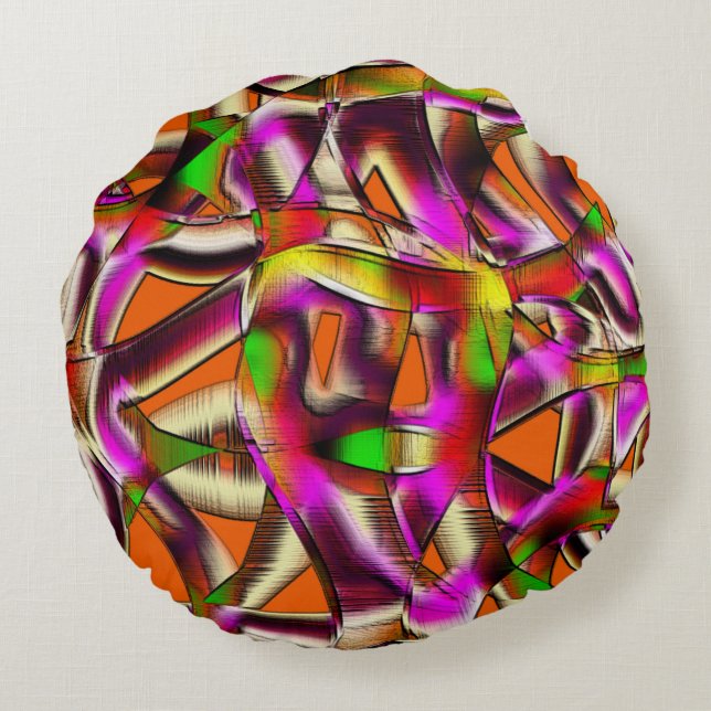 Rosa farbige, verdrehte Ausschnitte und eingekerbt Rundes Kissen (Rückseite)