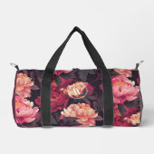 rosa farbige Vintage Blumenmuster, Monogramm Duffle Bag (Vorderseite)