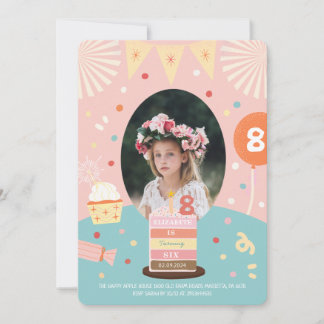 Rosa farbiger Kuchen Sparkle PrincessFoto Geburtst Einladung