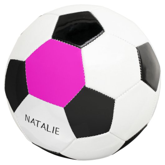Rosa farbiges Hexagon und Ihr Name Fußball (Dreiviertel)