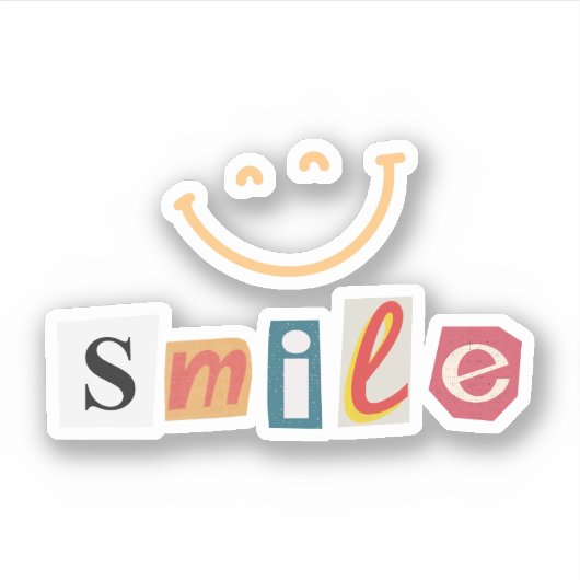 Rosa farbiges Indie Lächeln Aufkleber (Vorderseite)