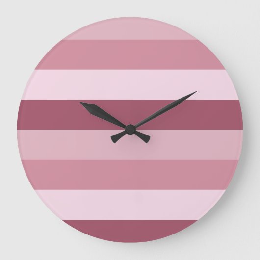 Rosa Farbtöne Streifen Design  Große Wanduhr (Vorderseite)