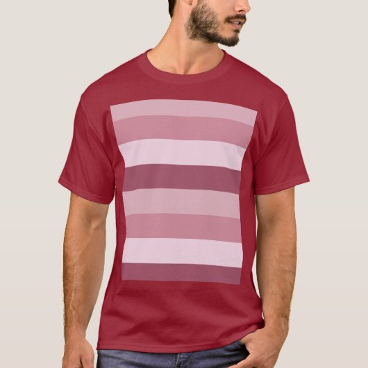 Rosa Farbtöne Streifen Design T-Shirt (Vorderseite)