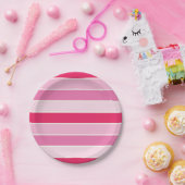 Rosa Farbtöne und Cremestreifen Pappteller (Party)