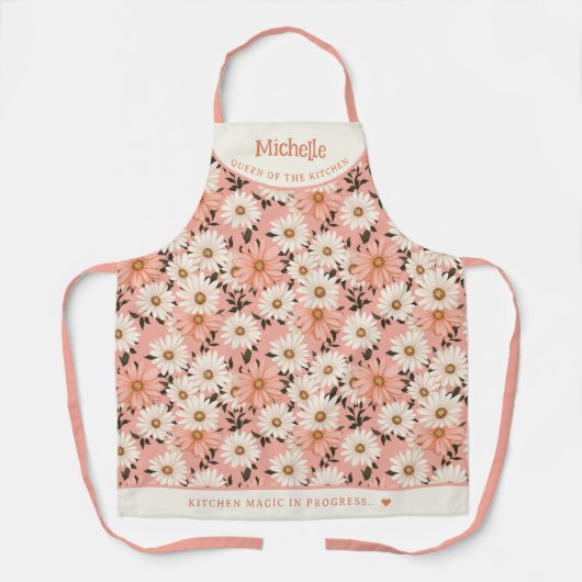 Rosa Farbtönen botanisch personalisiert Schürze (Vorderseite)