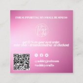 Rosa Farbverlauf Retro-Skript Reihenfolge danke Quadratische Visitenkarte (Rückseite)