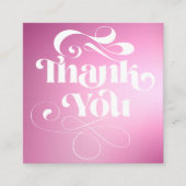 Rosa Farbverlauf Retro-Skript Reihenfolge danke Quadratische Visitenkarte (Vorderseite)