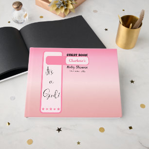 Rosa Farbverlauf Süße Augen Text Baby Shower Gäste Gästebuch