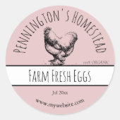 Rosa Farm Frischeier Runder Aufkleber (Vorderseite)