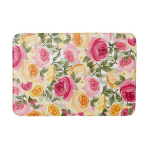 Rosa Farmhaus im Shabby-Chic-Stil mit rosa und gel Badematte