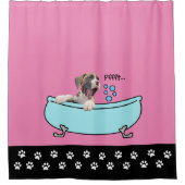 Rosa Farting Boxer Dog Duschvorhang (Vorderseite)