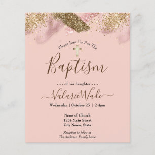 Rosa Faux-Glitter-Budget-Tauf-Flyer Flyer
