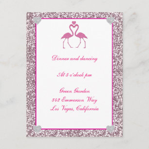 Rosa Faux-Glitter-Flamingo-Hochzeitsempfangskarte Einladung