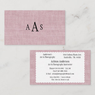 Rosa Fauxleinwand Elegantes Monogramm Visitenkarte