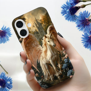 Rosa Feathering Unicorn Pegasus Fairytale Kunstvol iPhone 16 Hülle