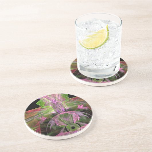 Rosa Feathers CD Untersetzer (Seite)