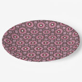 Rosa Feder Mandala Boho Pappteller (Schrägansicht)
