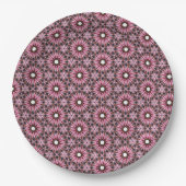 Rosa Feder Mandala Boho Pappteller (Vorderseite)