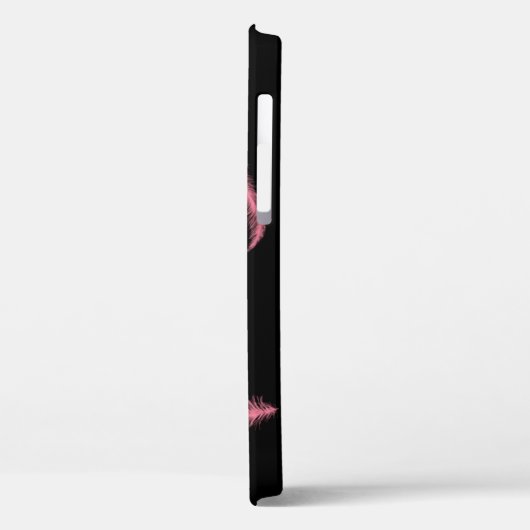 Rosa Federn auf schwarz Case-Mate iPhone Hülle (Rückseite / Links)