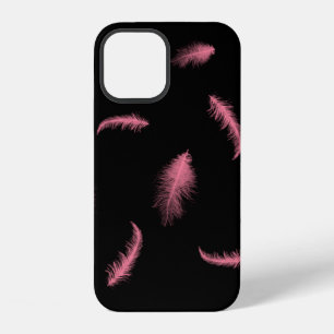 Rosa Federn auf Schwarz iPhone 12 Hülle
