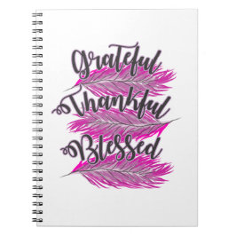 Rosa Federn dankbar dankbar, gesegnet Notizbuch Notizblock