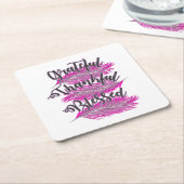 Rosa Federn dankbar dankbar, gesegnet Rechteckiger Pappuntersetzer (angewinkelt)