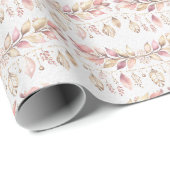 Rosa Federn und Blätter Geschenkpapier (Rolleneckpunkt)