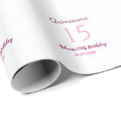 Rosa Fee 15. Geburtstag einfache moderne Quinceane Geschenkpapier (Rolleneckpunkt)