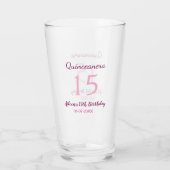 Rosa Fee 15. Geburtstag einfache moderne Quinceane Glas (Rückseite)