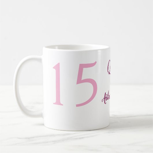Rosa Fee 15. Geburtstag einfache moderne Quinceane Kaffeetasse (Links)