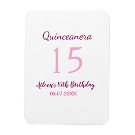 Rosa Fee 15. Geburtstag einfache moderne Quinceane Magnet