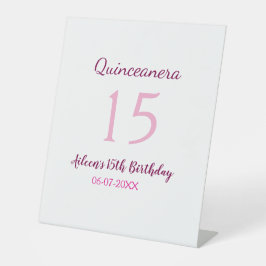 Rosa Fee 15. Geburtstag einfache moderne Quinceane Sockelschild