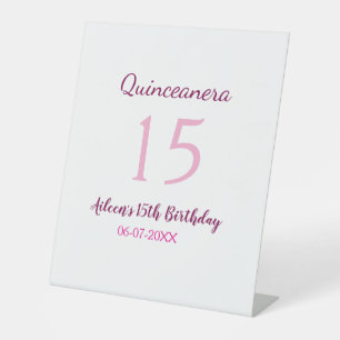Rosa Fee 15. Geburtstag einfache moderne Quinceane Sockelschild