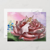 Rosa Fee (Postkarte) Postkarte (Vorne/Hinten)