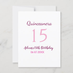 Rosa Feen 15. Geburtstag einfache moderne Quincean Postkarte