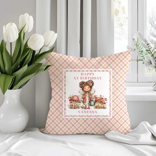 Rosa Feen 2. Geburtstag Röschengesicht Blumen Wurf Kissen