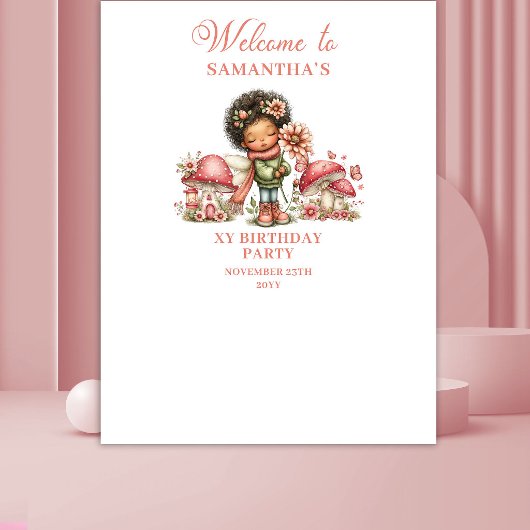 Rosa Feen 2. Geburtstagsröte Blumenbanner Wandteppich
