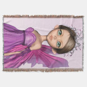 Rosa Feen Großer Augen Fantasy-Portrait Decke (Vorderseite)
