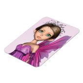 Rosa Feen Großer Augen Fantasy-Portrait Magnet (Linke Seite)