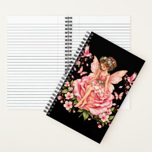 Rosa Feen-Rosen-Spiral-Notizbuch – Whimsical Fairy Notizblock