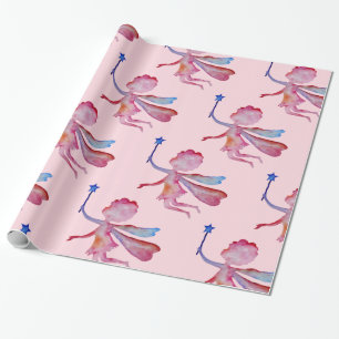 Rosa Feen-Wasserfarben-Zeichnung Geschenkpapier