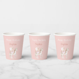 Rosa Feenflügel Kleid Einhorn Geburtstag Pappbecher