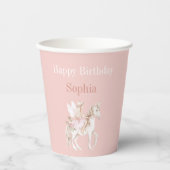 Rosa Feenflügel Kleid Einhorn Geburtstag Pappbecher (Vorderseite)
