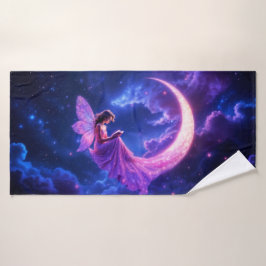 Rosa Feenflügel strahlende Sterne Kunst Badehandtuch