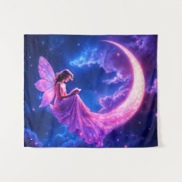 Rosa Feenflügel strahlende Sterne Kunst Wandteppich