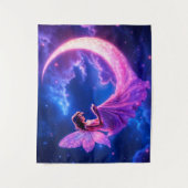 Rosa Feenflügel strahlende Sterne Kunst Wandteppich (Vorderseite)